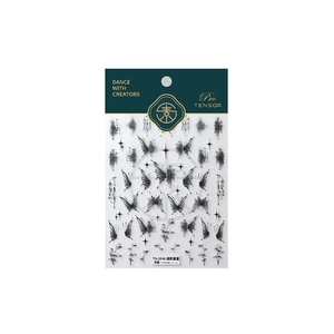 3D embossed ink painting butterfly and bamboo nail art stickers with TS-3546 calligraphy