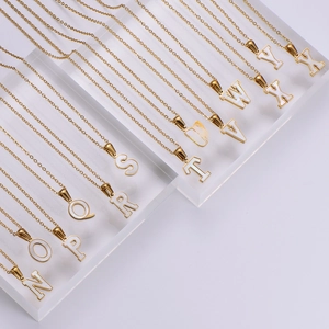 18k gold plated stainless steel necklaces with white shell initial pendants from N to Z