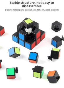 Detail view of the 3x3 speed cube stable core with vertical spring axis structure