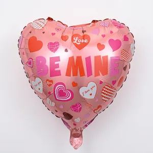 Detailed 18-inch pink heart foil balloon with Be Mine text for Valentine decor