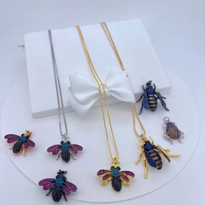 Insect Pendant Necklace Copper Zircon Inlaid Bee Beetle Individual Trendy Jewelry For Women