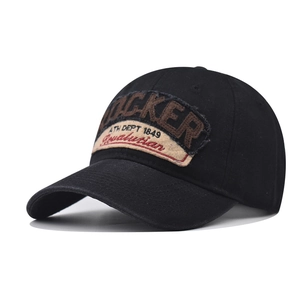 Washed Cotton Baseball Cap Distressed Rocker Embroidery Patch Adjustable Retro American Street Style Hat For Men Women