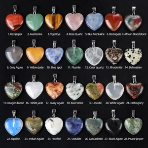 Heart Shaped Pendant Necklace Natural Crystal Agate Healing Stone Quartz Jewelry With Black Cord