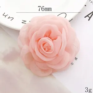 Pale pink handmade 76mm fabric rose flower for DIY crafts and accessories