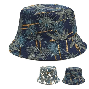Chapeau Bob Imprimé Palmier Tropical Cocotier Sergé Acrylique Protection Solaire Large Bord Été Extérieur Voyage Femmes