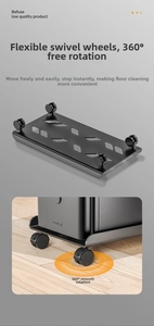 Detail of mobile CPU stand with 360-degree lockable swivel wheels and anti-slip pads