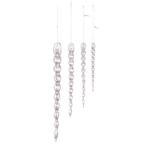 Set of 4 transparent acrylic spiral icicle ornaments for Christmas tree decoration