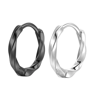 Boucles d'oreilles créoles torsadées en acier inoxydable en finitions argent et noir