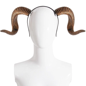 Vintage bronze ram horn headband with spiral texture for Halloween DIY costume parties