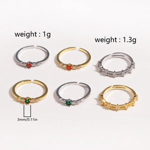 Adjustable gold and silver zircon rings featuring dainty stones for women