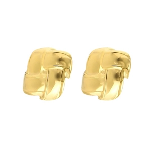 Polished gold square textured stud earrings with a unique woven pattern for women
