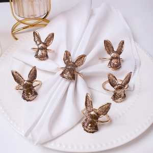 Set of 6 vintage gold rabbit napkin rings for Easter and Thanksgiving table decor