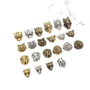 Vintage alloy lion and animal head beads in gold and silver for DIY jewelry making