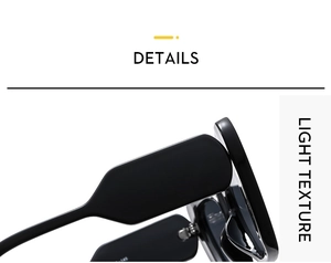 Close-up of matte black cat eye sunglasses hinge and temple with product specification code