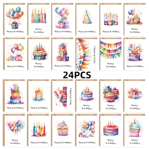 Aquarell Geburtstag Grußkarten Mit Umschlägen Handschriftlich Cartoon Kinder Party Einladungskarten Verschiedene Designs
