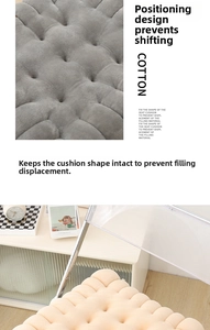 Detailed view of quilted plush cushion texture and seat placement on chair