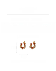 Detailed specs of U-shaped earrings with colorful pavé zircons in copper material