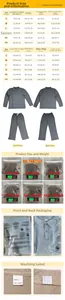 Detailed size chart for men's long sleeve polo and trousers casual set in various sizes