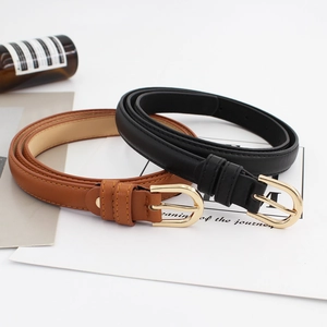 Ceinture Fine En Cuir PU Pour Femmes Ceinture De Taille Mode Avec Boucle En Alliage Doré Pour Jeans Et Robes