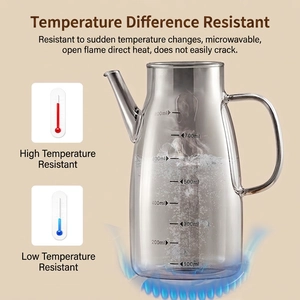 800ml heat-resistant borosilicate glass oil dispenser with measurements and handle
