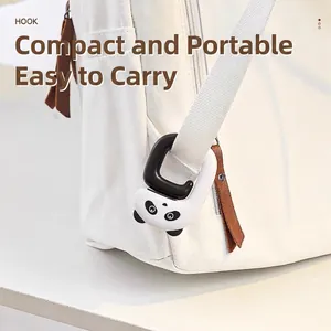 Portable panda desk hook for bags with a foldable cartoon design for office and school