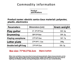 Detailed size and weight specifications for musical Santa Claus Christmas decorations