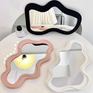Irregular Wave Makeup Mirror ABS Frame Aesthetic Home Decor Wavy Desktop Wall Mount Vanity Mirror Nordic Modern