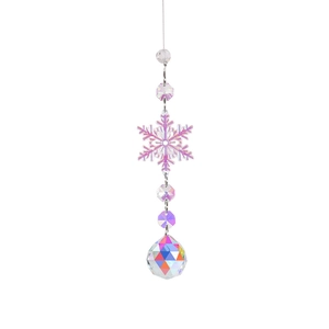 Crystal Snowflake Suncatcher Rainbow Prism Pendant Ornament Christmas Tree Window Hanging Decor Acrylic Beads