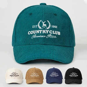 Corduroy Baseball Cap Embroidered EST 1991 Deer Logo Retro American Style Adjustable Outdoor Sun Hat Casual