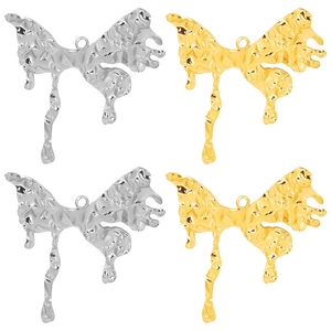 Butterfly Pendant Charm 304 Stainless Steel Liquid Metal Melted Design Irregular Hammered Texture High End Style
