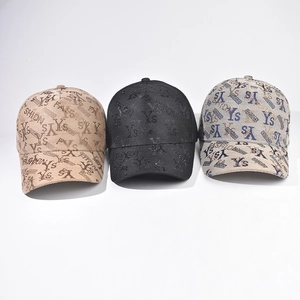Unisex rhinestone embroidered YS baseball cap in khaki, black and blue grey