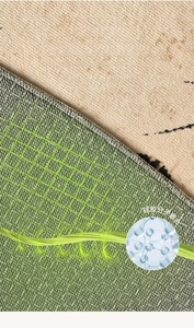 Detailed macro view showing beige textured surface and green non-slip silicone backing