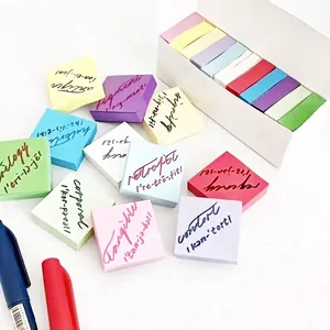 Notas adhesivas de colores 3x3 pulgadas con vocabulario y caja de almacenamiento