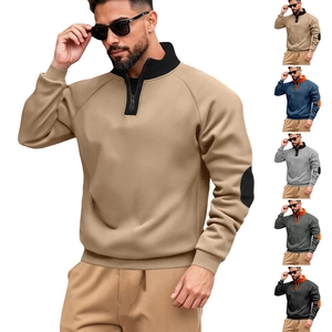 Sweat-shirt pour homme à col montant zippé avec coudières, disponible en cinq couleurs