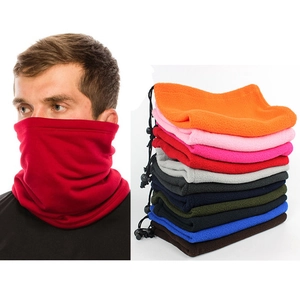 Fleece Neck Warmer Snood Thermal Windproof Polar Fleece Gaiter Adjustable Drawstring Winter Outdoor Sports Face Mask Hat Unisex