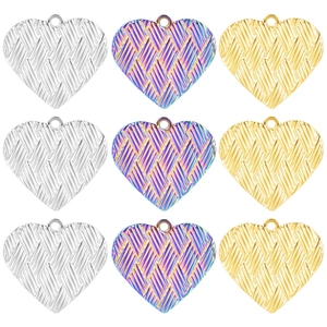 Heart Pendant Necklace Stainless Steel Woven Texture Vacuum Plating Fashion Jewelry For Women