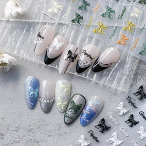 3D Reliëf Nagelstickers Zelfklevende Strikjes Letters Japanse Stijl DIY Manicure Decals Decoratie Voor Salon