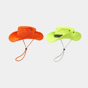 Fluorescent Wide Brim Sun Hat Outdoor Hiking Fishing Safari Boonie Cap With Adjustable Drawstring Breathable Mesh Polyester