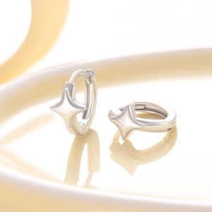 Paio di orecchini a stella in argento minimalista in acciaio inossidabile per donna