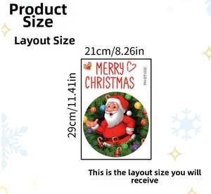 Detail view showing a 21x29cm Santa Claus wall sticker layout with Merry Christmas text