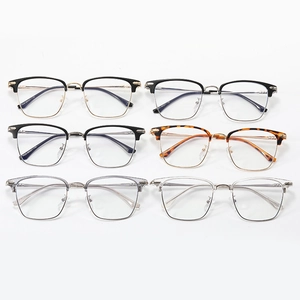 Retro half-frame anti-blue light glasses for men and women in various fashion colors