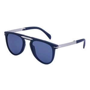 Faltbare polarisierte Pilotenbrille für Herren mit marineblauem Rahmen und Metallbügeln