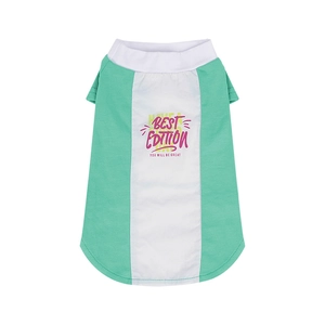 Breathable mint green and white pet t-shirt with Best Edition print for small dogs