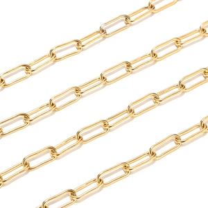 Golden paperclip chain necklace crafted in stainless steel with polished finish