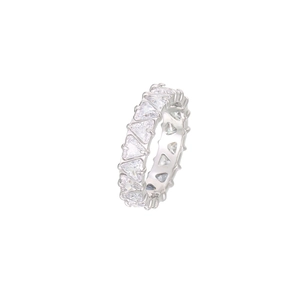 Eleganter Memoire-Ring mit Zirkonia im Billionenschliff in Silber-Finish mit Pavé-Fassung