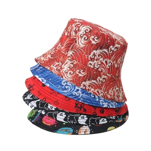 Damen Polyester Fischerhut Sommer Sonnenschutz Wellen Tierdruck Faltbar Outdoor Mode Sonnenhut