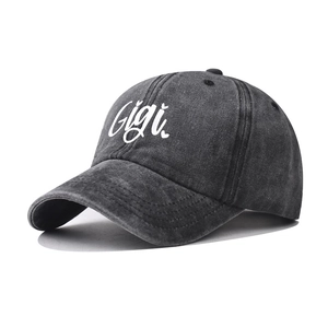 Washed Cotton Baseball Cap Mit Gigi Buchstaben Bestickung Vintage Distressed Verstellbare Outdoor Sonnenhut Unisex