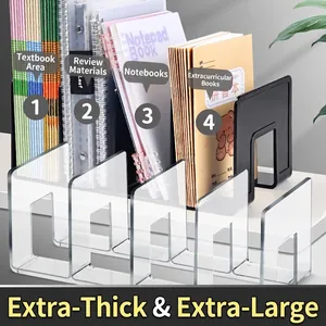 Desktop Bookends Thickened Clear Acrylic Book Organizer For Office Students Study Multi Slot Divider Holder