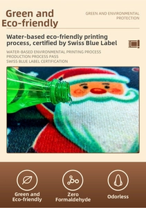 Detail of eco-friendly Christmas mat showing plush texture and non-slip safety features
