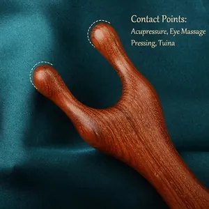 Natural sandalwood acupuncture point massager tool for eye and facial massage therapy